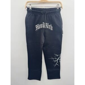 Hoodrich Gothic Lightning Jogger Big Kids M 10-12 Black Graphic Fleece Pants NWT